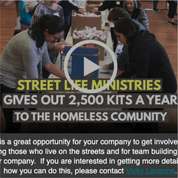 video start screen of people packing boxes