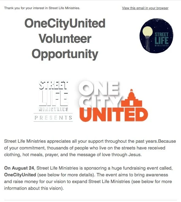 OneCity United Volunteer Opportunity
